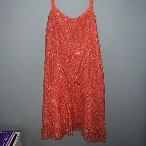 Free people orange sequin dress